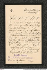 k.k. naturhistorisches Hofmuseum, Intendanzakten 1885-1896 (Hauer), Aktenzahl Z.26/1893, Seite 1